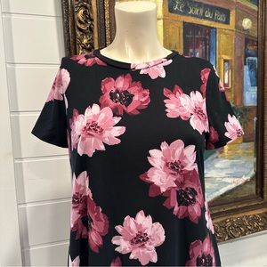 AJ black and pink floral t-shirt dress